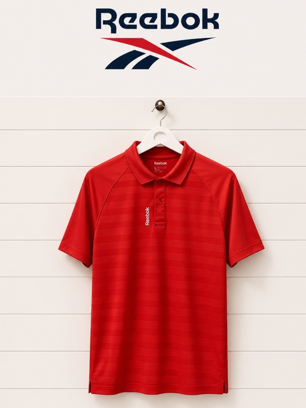 REEBOK Red Performance Polo Shirt – Size L
